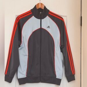 Adidas Youth Gray and Light  Blue Jacket with Red Accents. Youth size XL